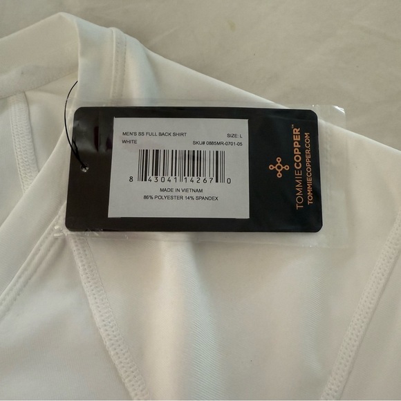 Tommie Copper Mens Compression Shirt Back Support Short Sleeve White Zip Up - Picture 6 of 10